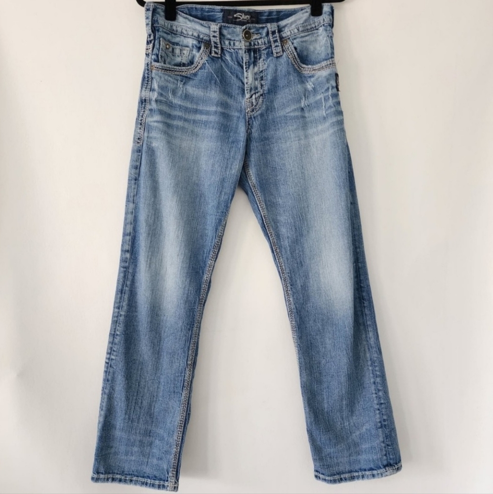 Silver Jeans Gordi large stitching straight leg mens size 30x32